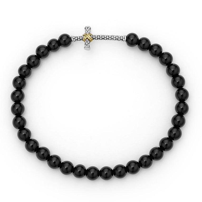 Black onyx gemstone stretch bracelet.