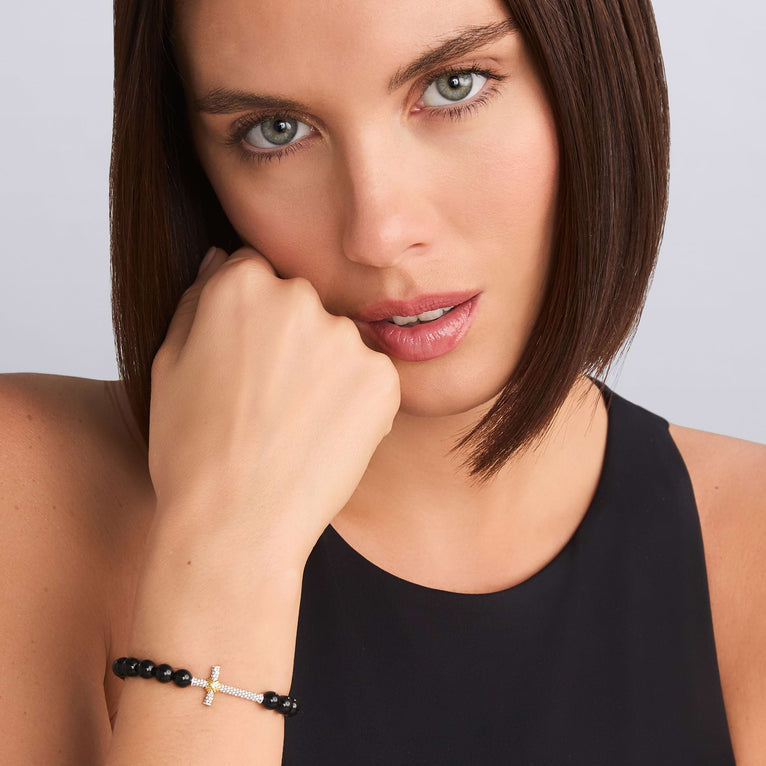 Sterling silver bracelet with onyx gemstones.