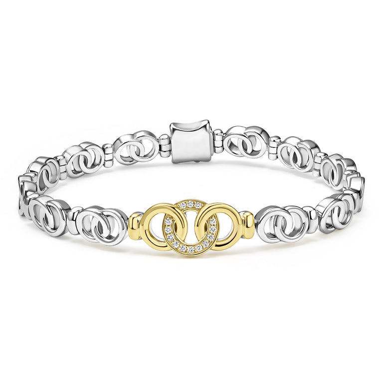 Sterling silver bracelet with diamond accents.