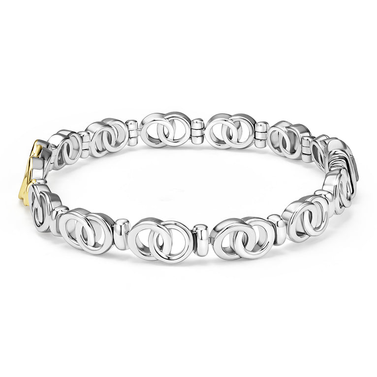 Sterling silver bracelet with interlocking loops.