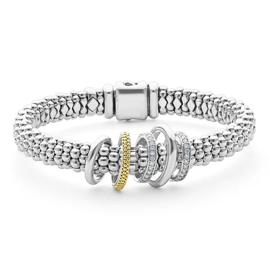 Sterling silver bracelet with diamond accents.