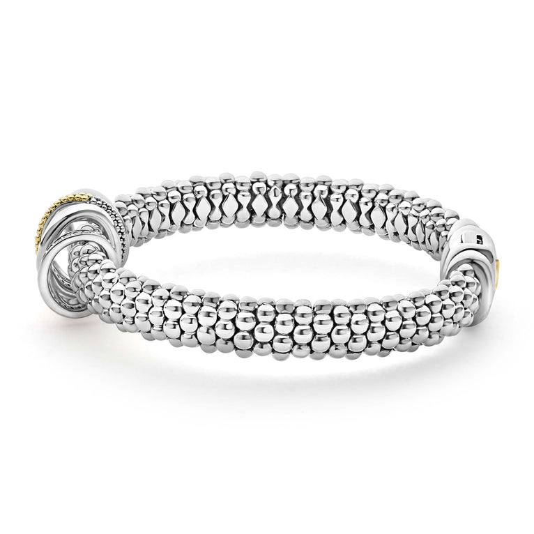 Sterling silver bracelet with diamond accents.