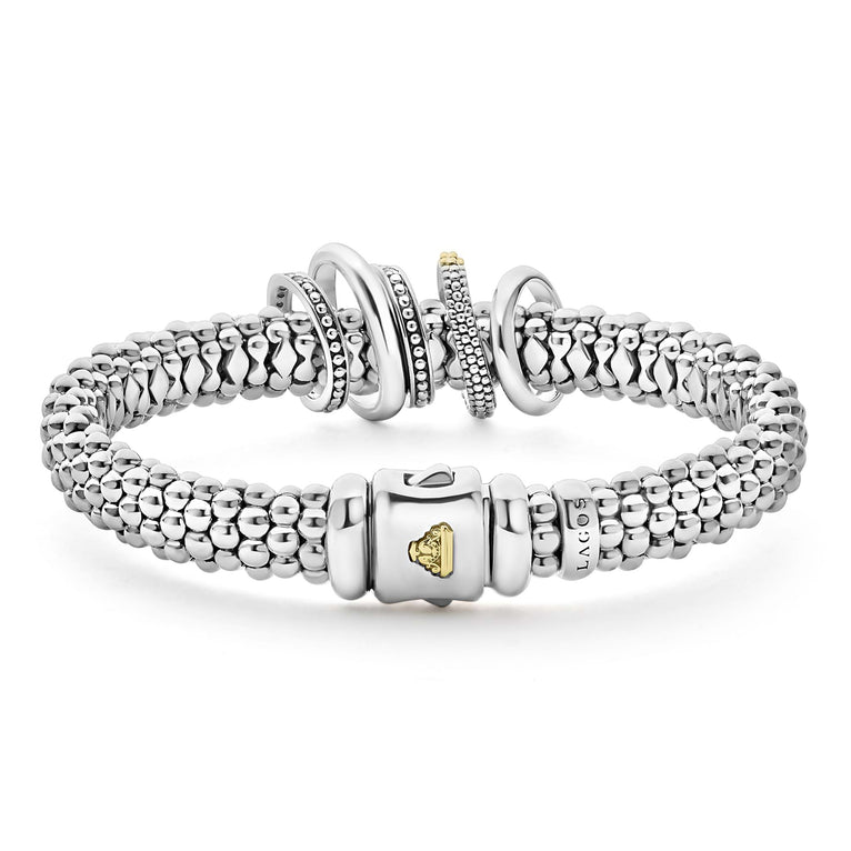 Sterling silver bracelet with diamond accents.