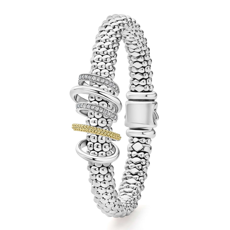 Sterling silver bracelet with diamond accents.