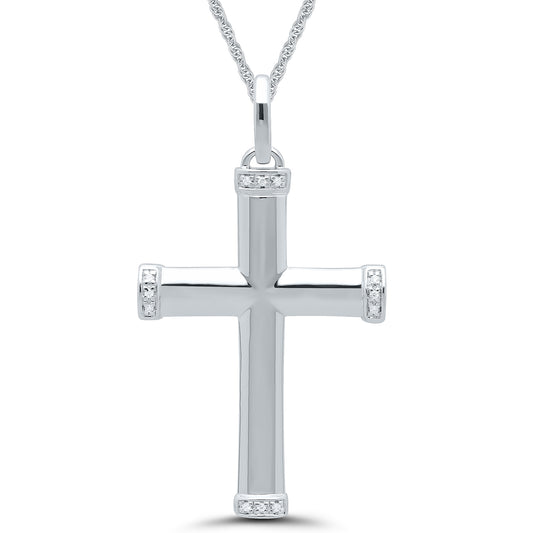 Sterling silver cross necklace with diamonds.