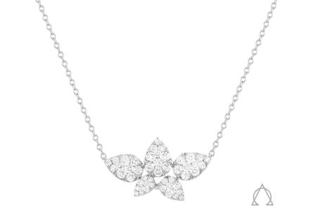 Diamond floral necklace, 18K white gold.