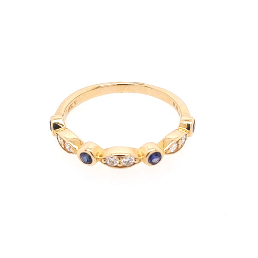 Precious Color Collection Stackable Color Gemstone Band in 14 Karat Yellow with 4 Round Sapphires