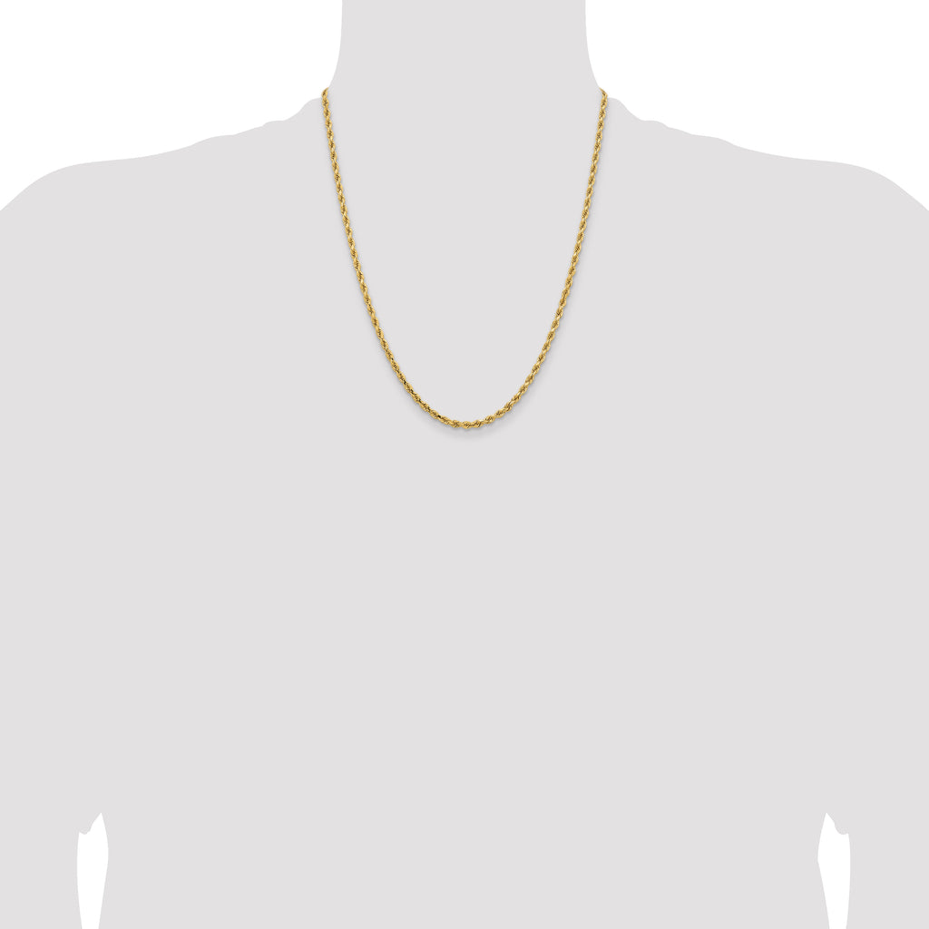Diamond cut rope chain, yellow gold, 22 inches.