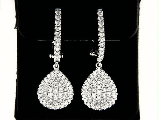 Dangle Natural Diamond Earrings in 14 Karat White with 1.43ctw G/H SI1 Round Diamonds