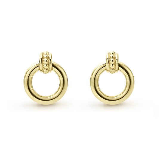 Caviar Gold Collection Drop Natural Diamond Earrings in 18 Karat Yellow with 0.48ctw G/H SI2 Round Diamond