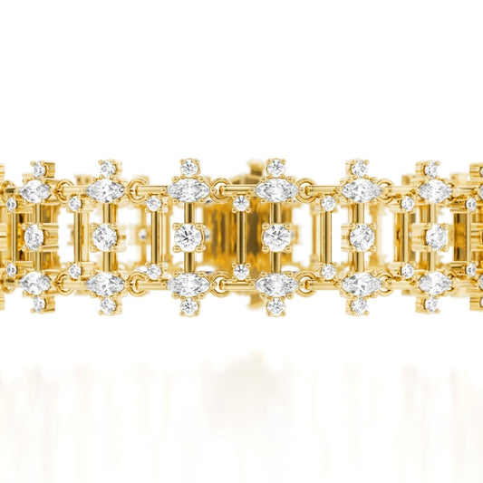 Noam Carver Natural Diamond Bracelet in 14 Karat Yellow Gold with 4.80ctw G/H SI2 Marquise Diamonds