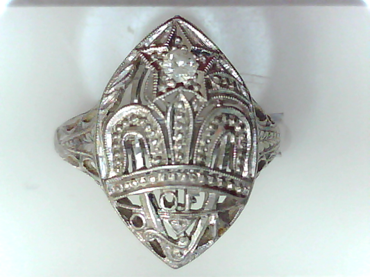 Natural Diamond Vintage Fashion Ring in Platinum White with 0.10ctw H VS2 Round Diamond