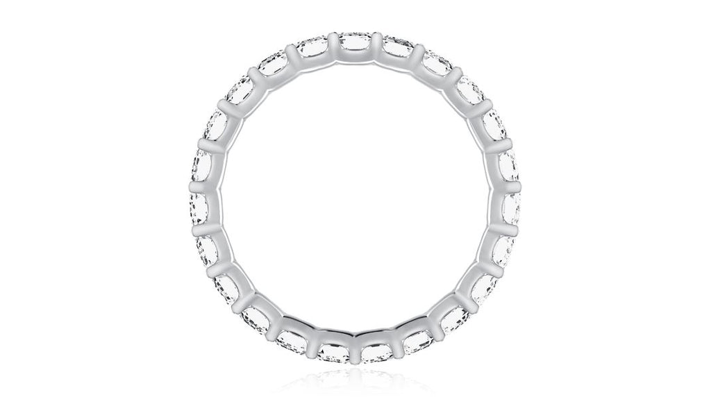 14K white gold band with diamonds.