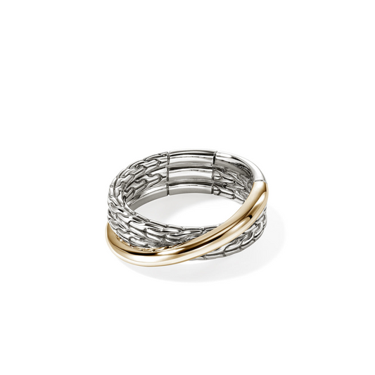 Fashion Ring (No Stones) in Sterling Silver - 14 Karat White - Yellow 7MM