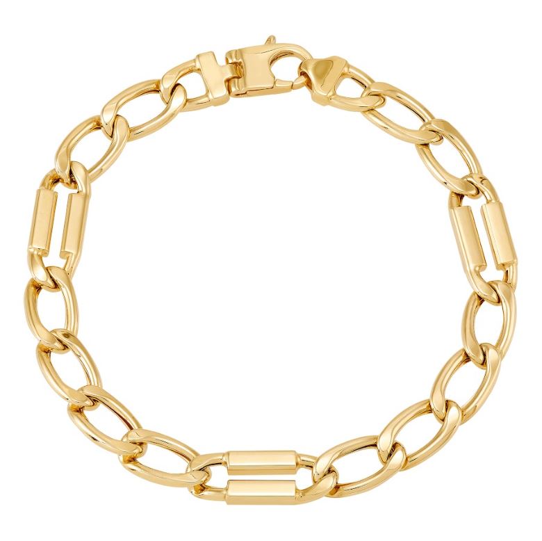 14K yellow gold Cuban link bracelet.