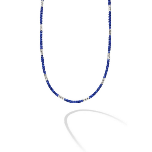Lagos Anthem Collection Station Necklace (No Stones) in Sterling Silver - Ceramic White - Blue