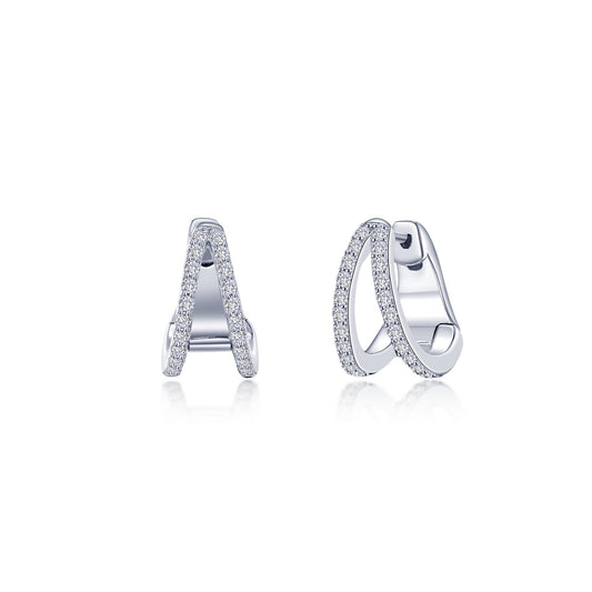 Huggie Simulated Diamond Earrings in Platinum Bonded Sterling Silver 0.48ctw