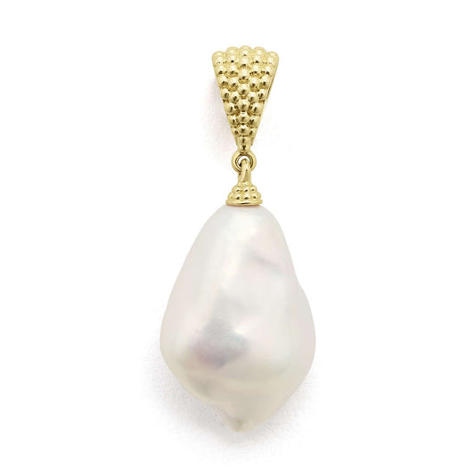 Baroque pearl pendant with textured gold bail.