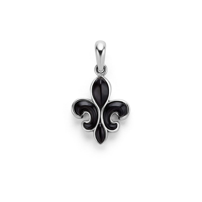 Sterling silver fleur-de-lis pendant with agates.