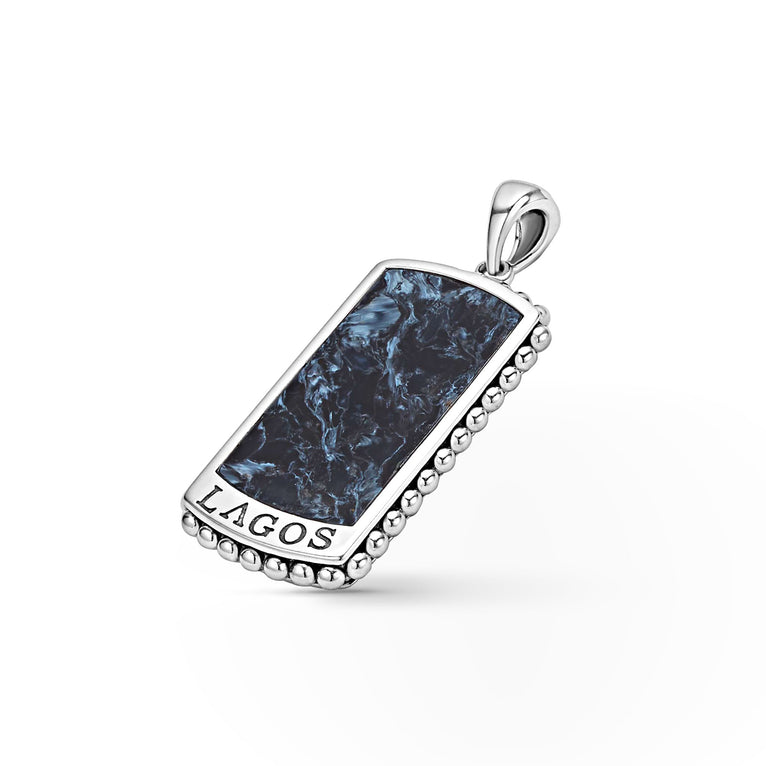 Blue chalcedony pendant, sterling silver setting.