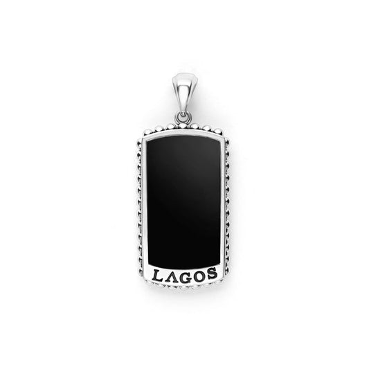 Sterling silver pendant with black enamel.