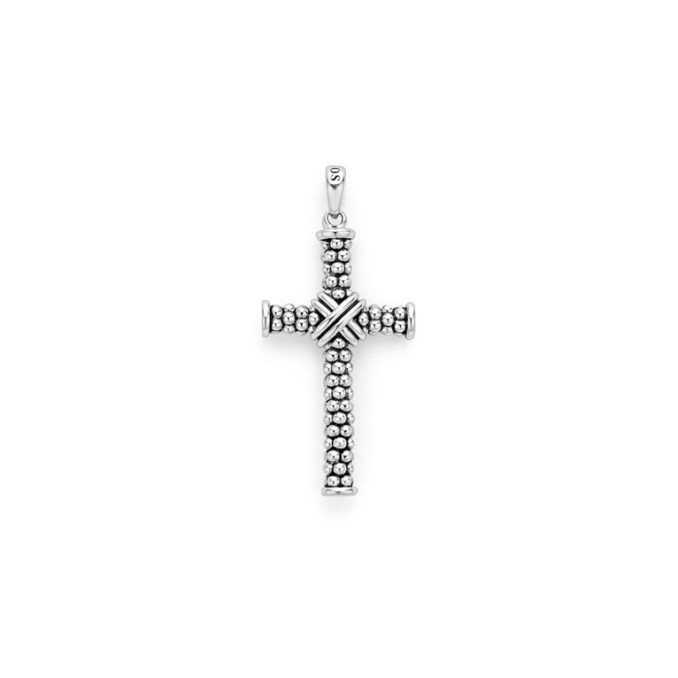 Sterling silver beaded cross pendant.