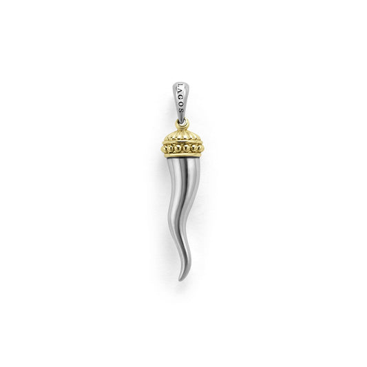 Sterling silver pendant with gold accents.
