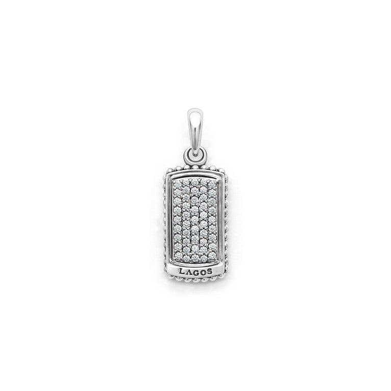 Sterling silver pendant with round diamonds.
