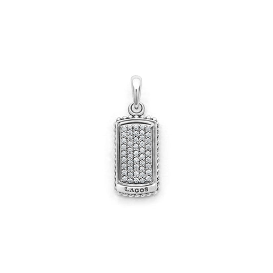 Sterling silver pendant with round diamonds.