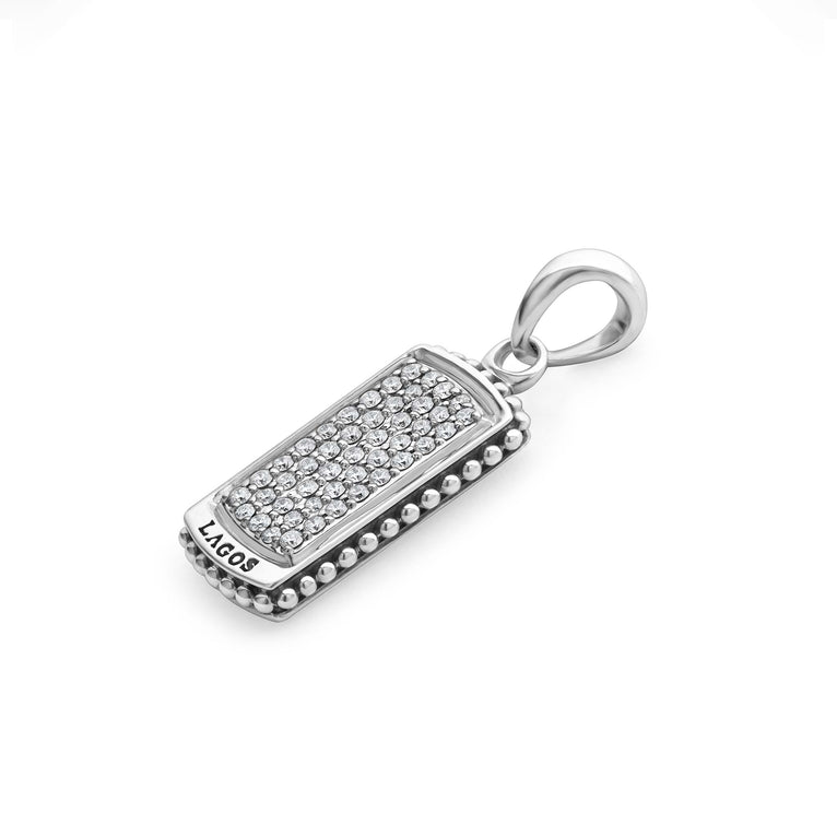 Sterling silver pendant with round diamonds.