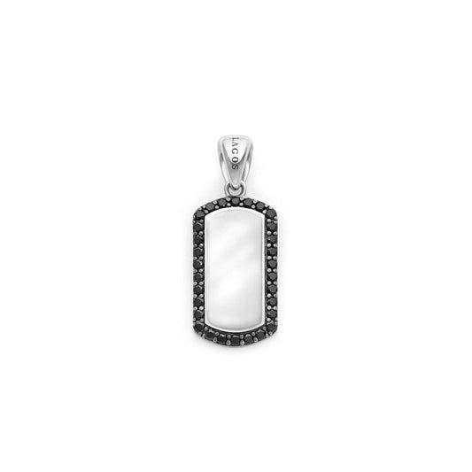 Sterling silver pendant with black accents.