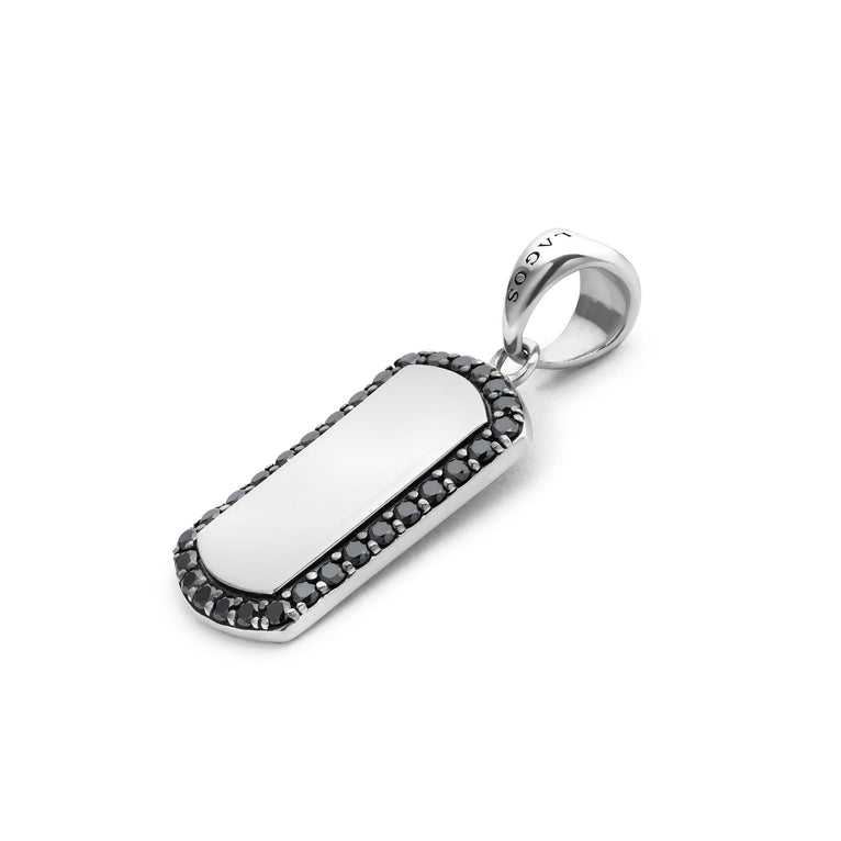 Sterling silver pendant with black accents.