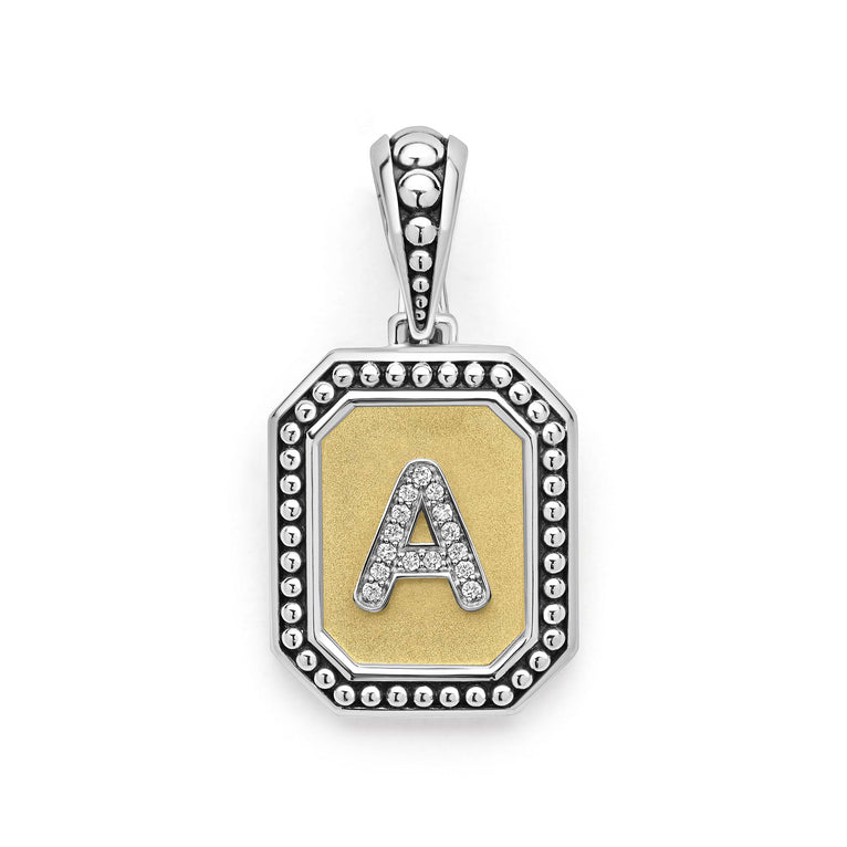 Sterling silver initial pendant with diamonds.
