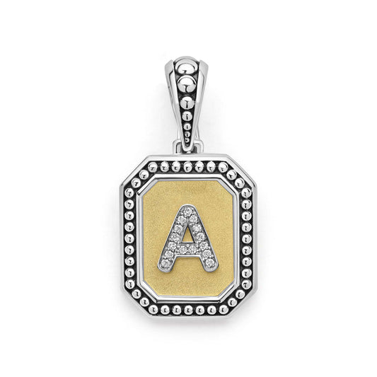 Sterling silver initial pendant with diamonds.