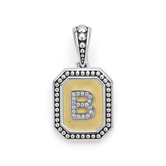 Sterling silver pendant with diamond initial "B".