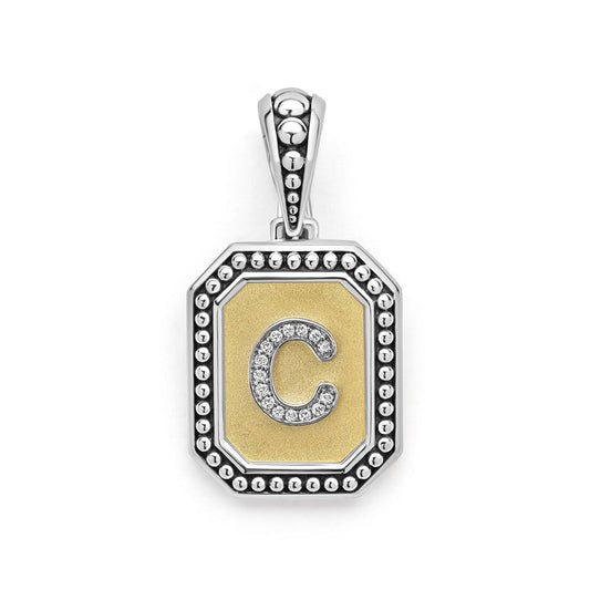Sterling silver initial pendant with diamonds.