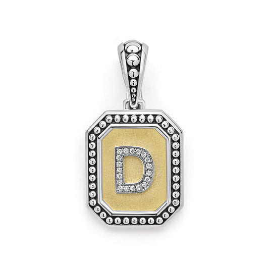 Sterling silver initial pendant with diamonds.