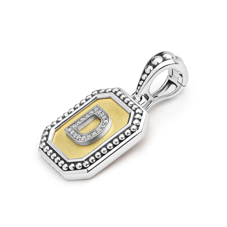 Sterling silver pendant with diamond initial.