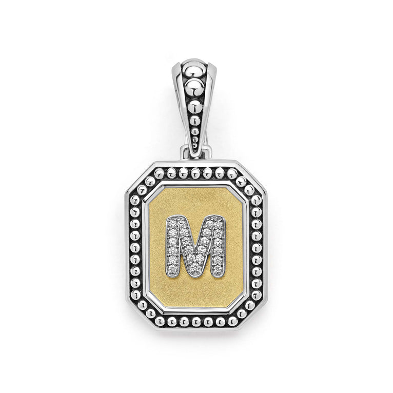 Sterling silver pendant with diamond initial.