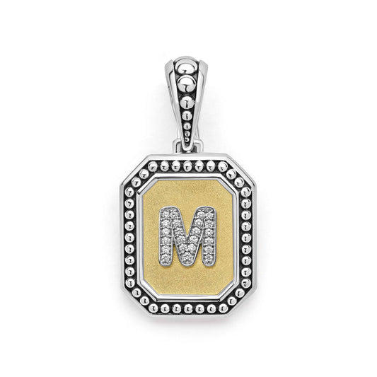 Sterling silver pendant with diamond initial.