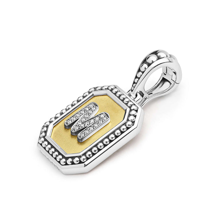 Sterling silver diamond initial pendant.
