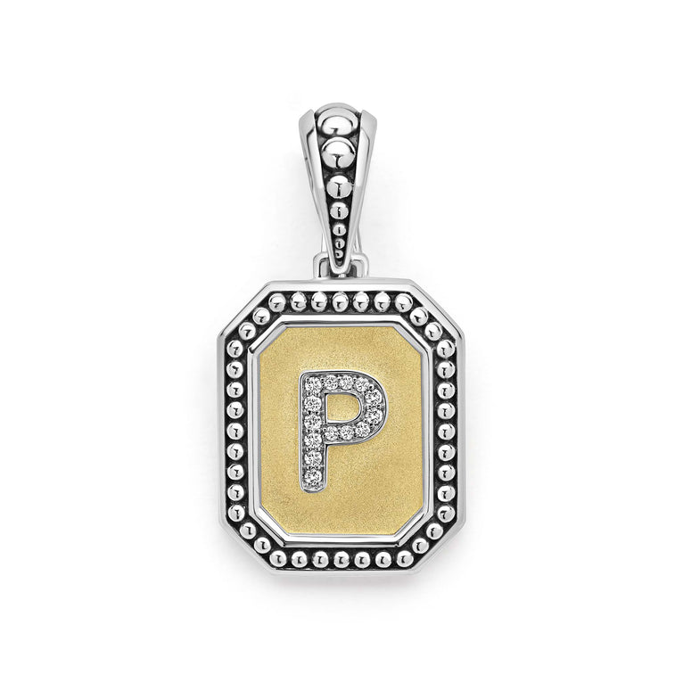 Sterling silver initial pendant with diamonds.