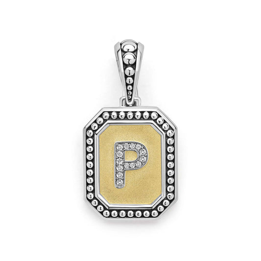 Sterling silver initial pendant with diamonds.