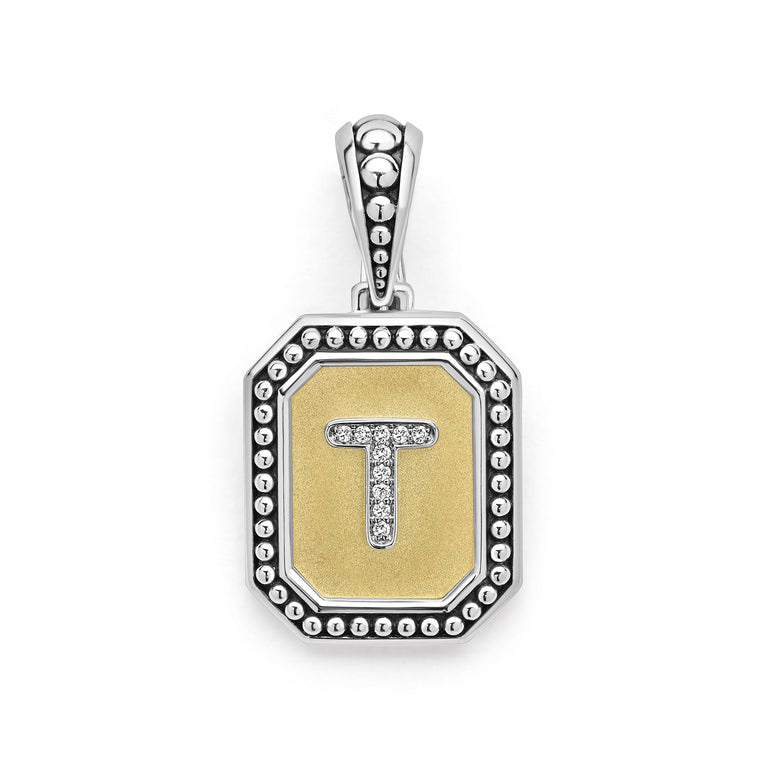 Sterling silver pendant with diamond initial.