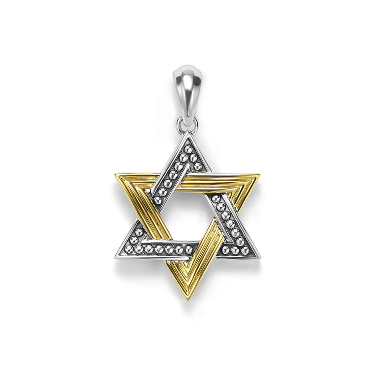 Star of David necklace, silver and gold.