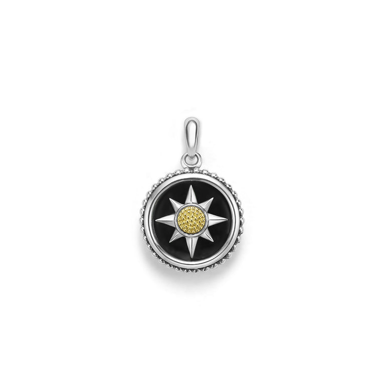Black agate pendant with star design.