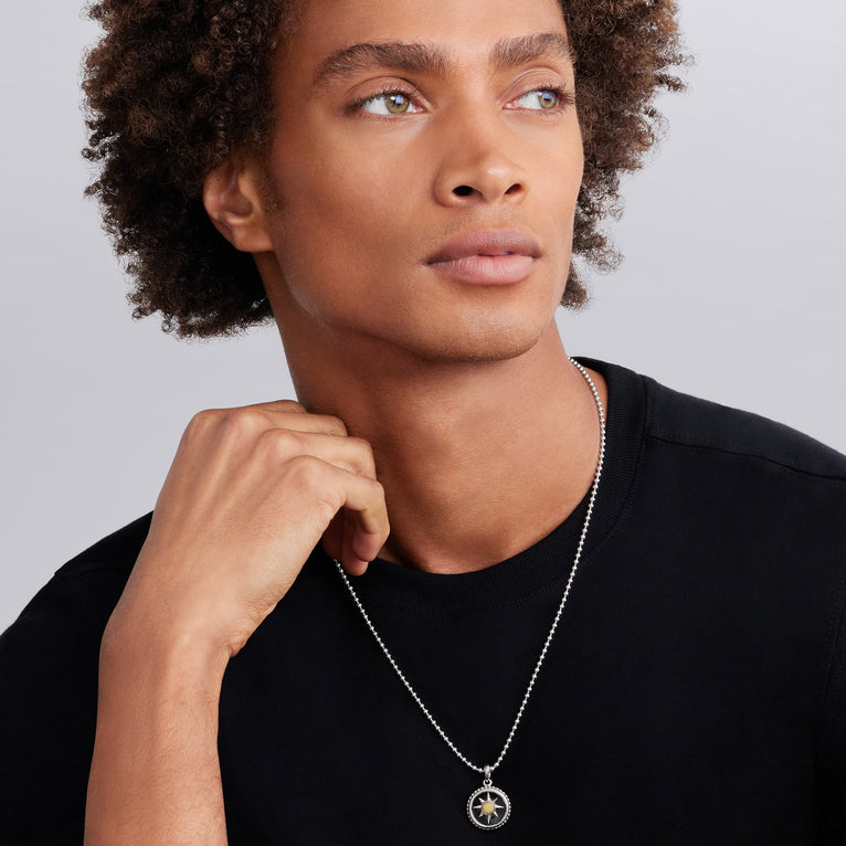 Sterling silver pendant with black agate.
