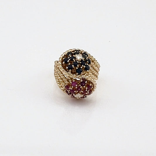 ReMARKable Estate Color Gemstone Ring in 14 Karat Yellow Gold with 2 Round K I3 Diamonds