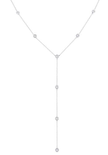 Natural Diamond Necklace in 14 Karat White with 0.50ctw Round Diamonds
