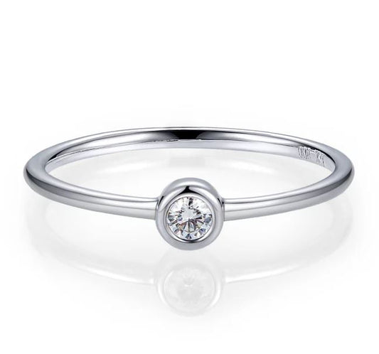 Earth Mined Diamond Stackable Fashion Ring in 14 Karat White with 0.06ctw G/H SI1 Round Diamond